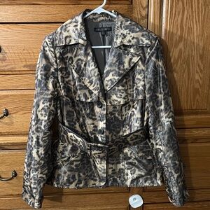 Lafayette 148 New York Brown and Black Leopard/Cheetah print blazer jacket